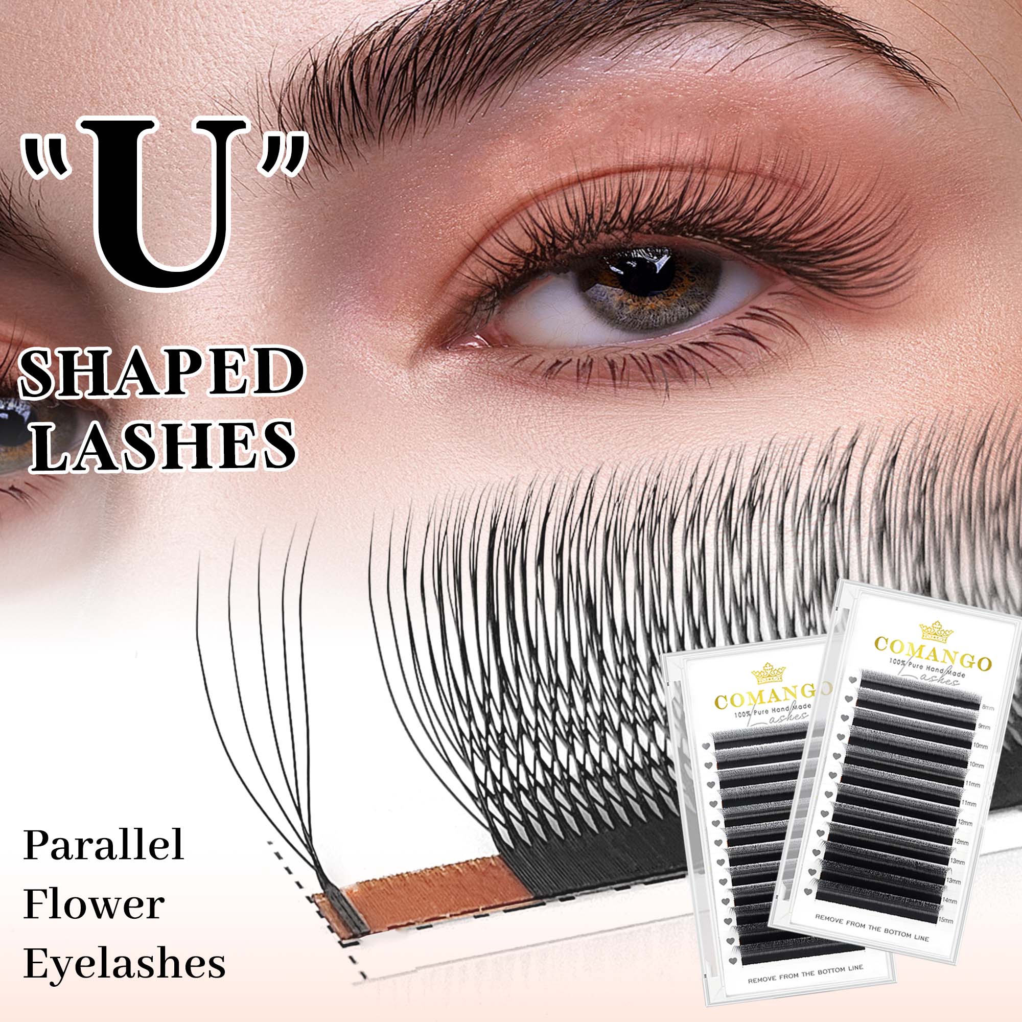 Eyelash Extension Supernatural - CoMango mix8-15mm U şekilli 3/4/5D kirpik
