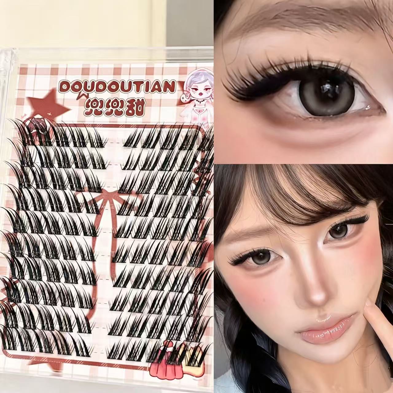 Eyelash Extension Douyin - Doudoutian Fox-Style Kanatlı Kirpikler Kabarık Gradyan